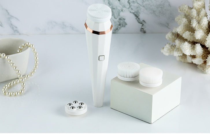 4 In 1 USB Rechargeable Electric Facial Cleansing Brush Soft Skin Care Portable Massager
